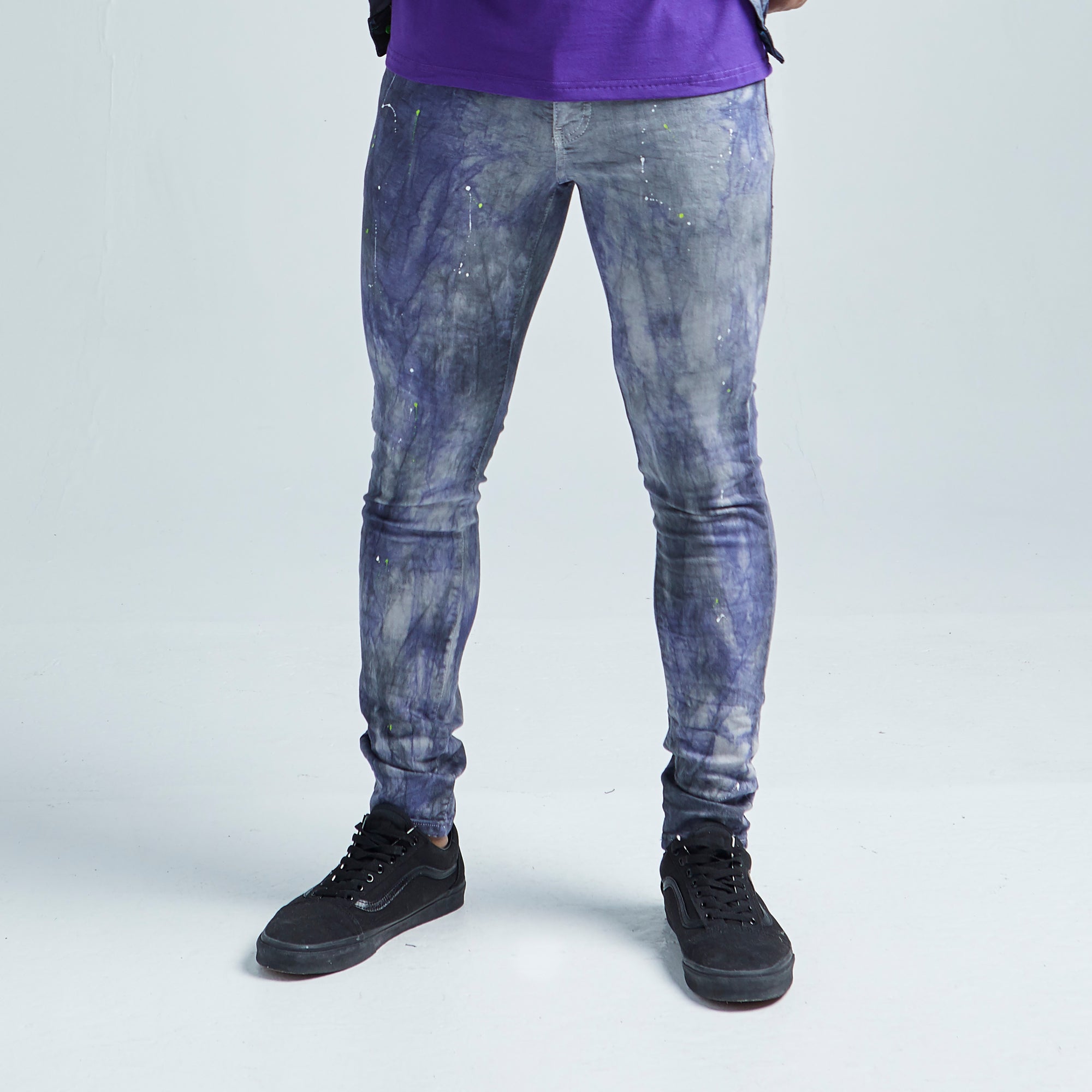 Premium Paint Splatter Skinny Jean (Purple)
