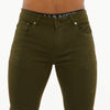 Premium Basic Skinny Jeans w/Knee Cuts (Olive)