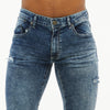 Premium Basic Skinny Jeans w/Knee Cuts (Medium Bue)