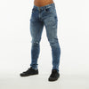 Premium Basic Skinny Jeans w/Knee Cuts (Medium Bue)