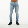 Premium Basic Skinny Jeans w/Knee Cuts (Light Blue)