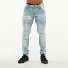 Premium Basic Skinny Jeans w/Knee Cuts (Ice Blue)