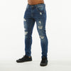 Premium Basic Distressed Skinny Jeans (Dark Blue)