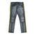 Premium Striped Moto Jean Pants (Washed Black/Yellow)