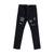 Rhine Stone Patched Twill Pants (Black/Crystal Stone)