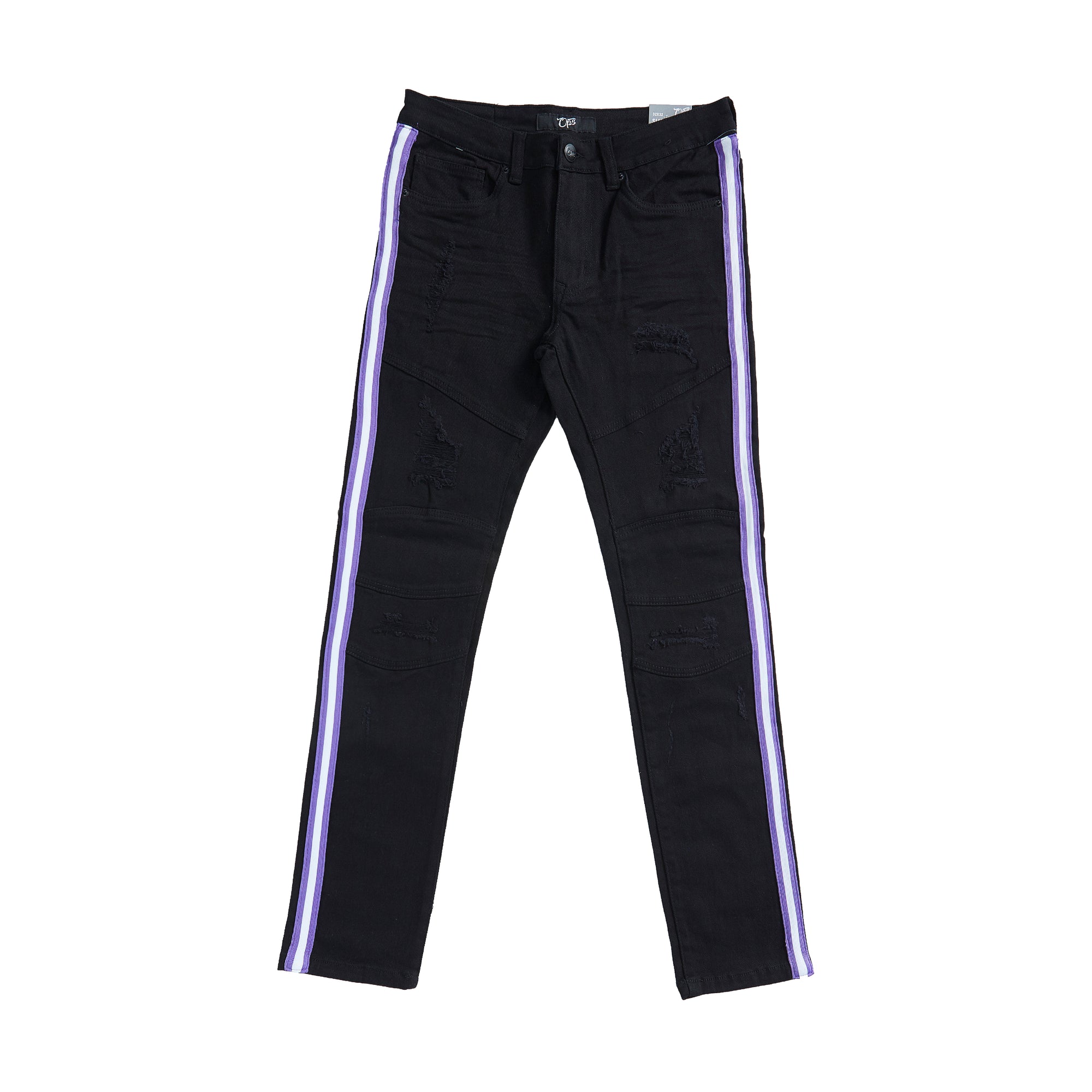Premium Striped Jean (Black/Purple)