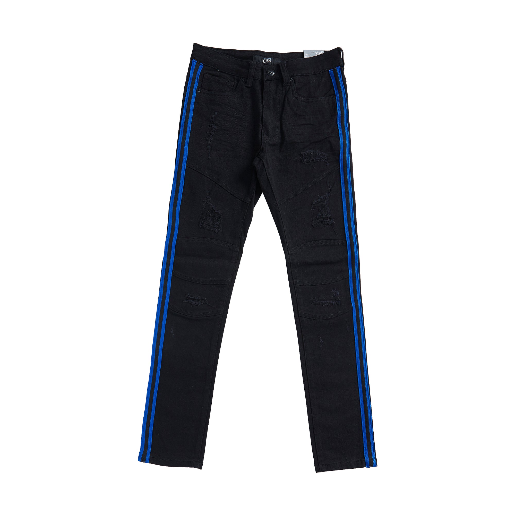 Premium Striped Jean (Black/Royal Blue)
