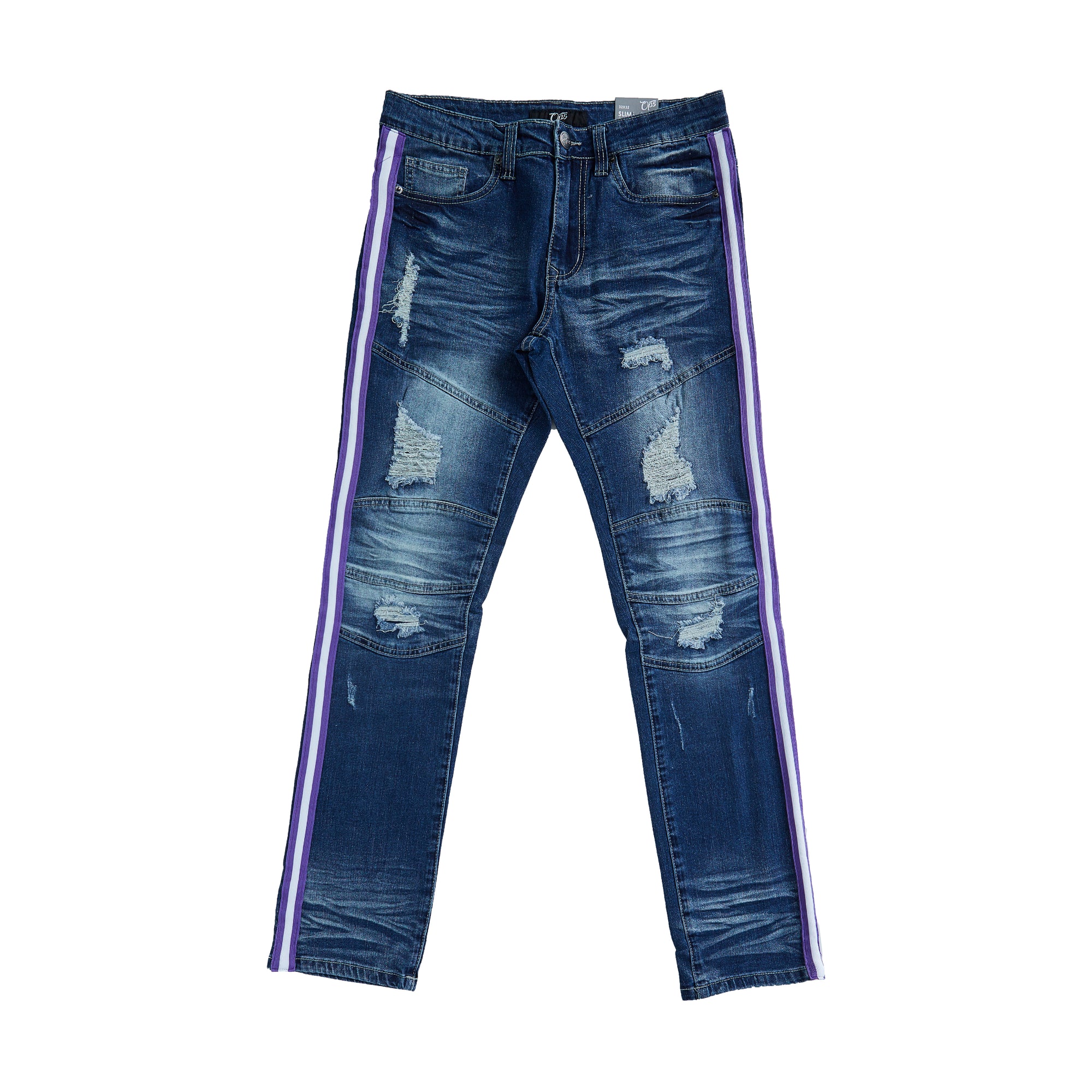 Premium Striped Jean (Medium Blue/Purple)