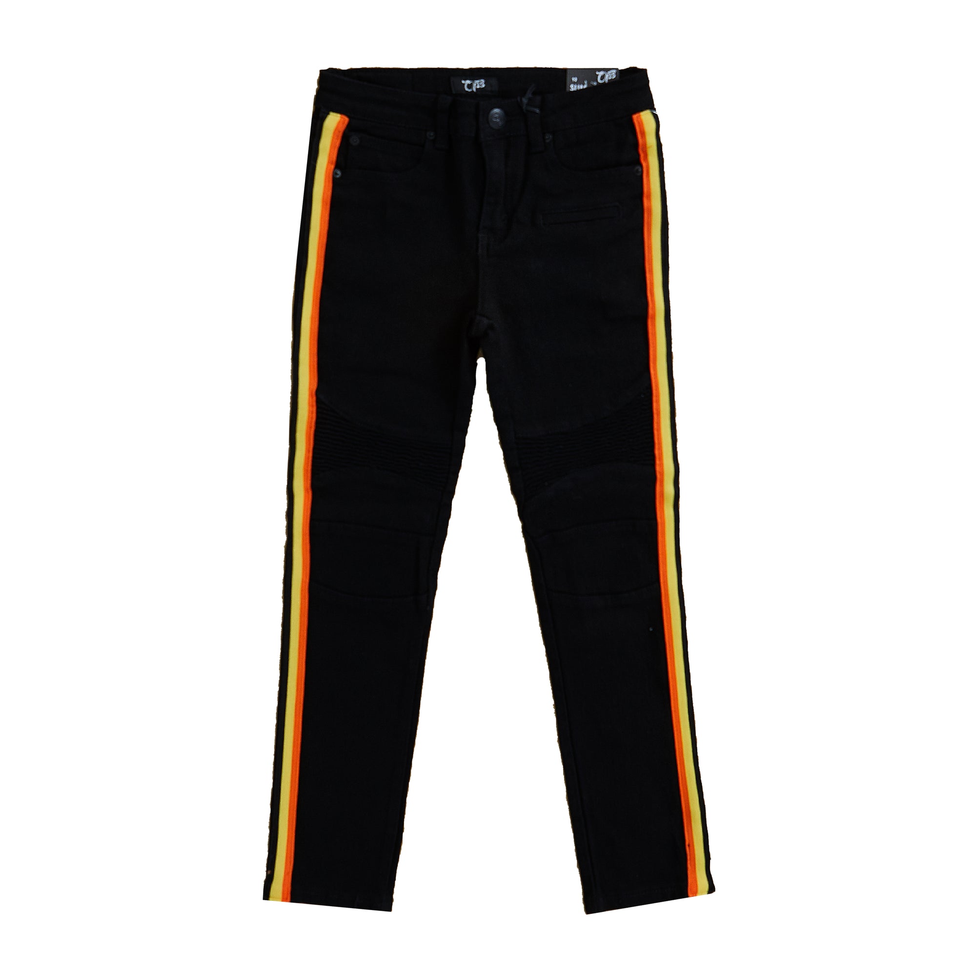 Boys Taping Denim Jeans (Black & Orange)