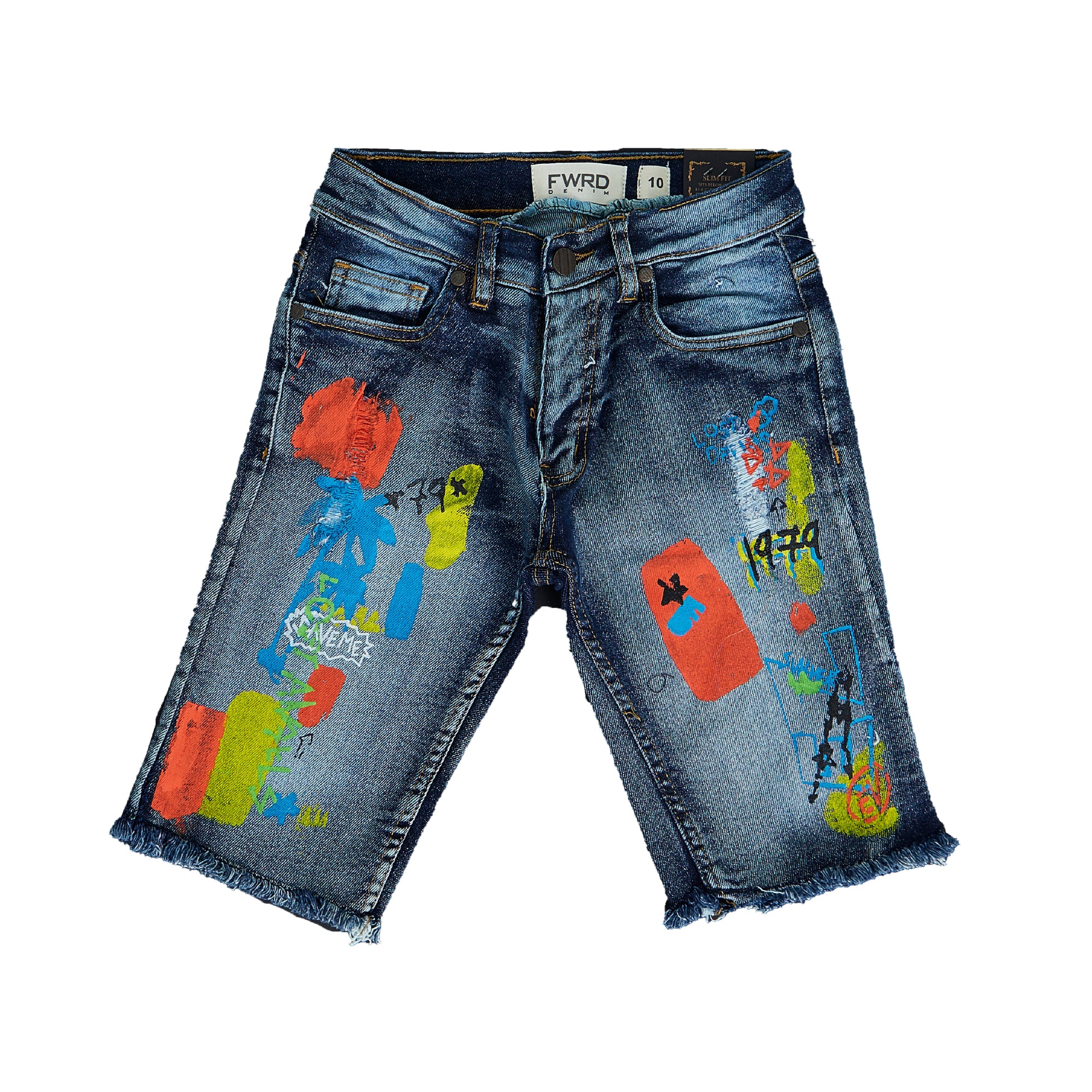 Premium Tropical Breeze Boys Denim Shorts (Stone Blue)