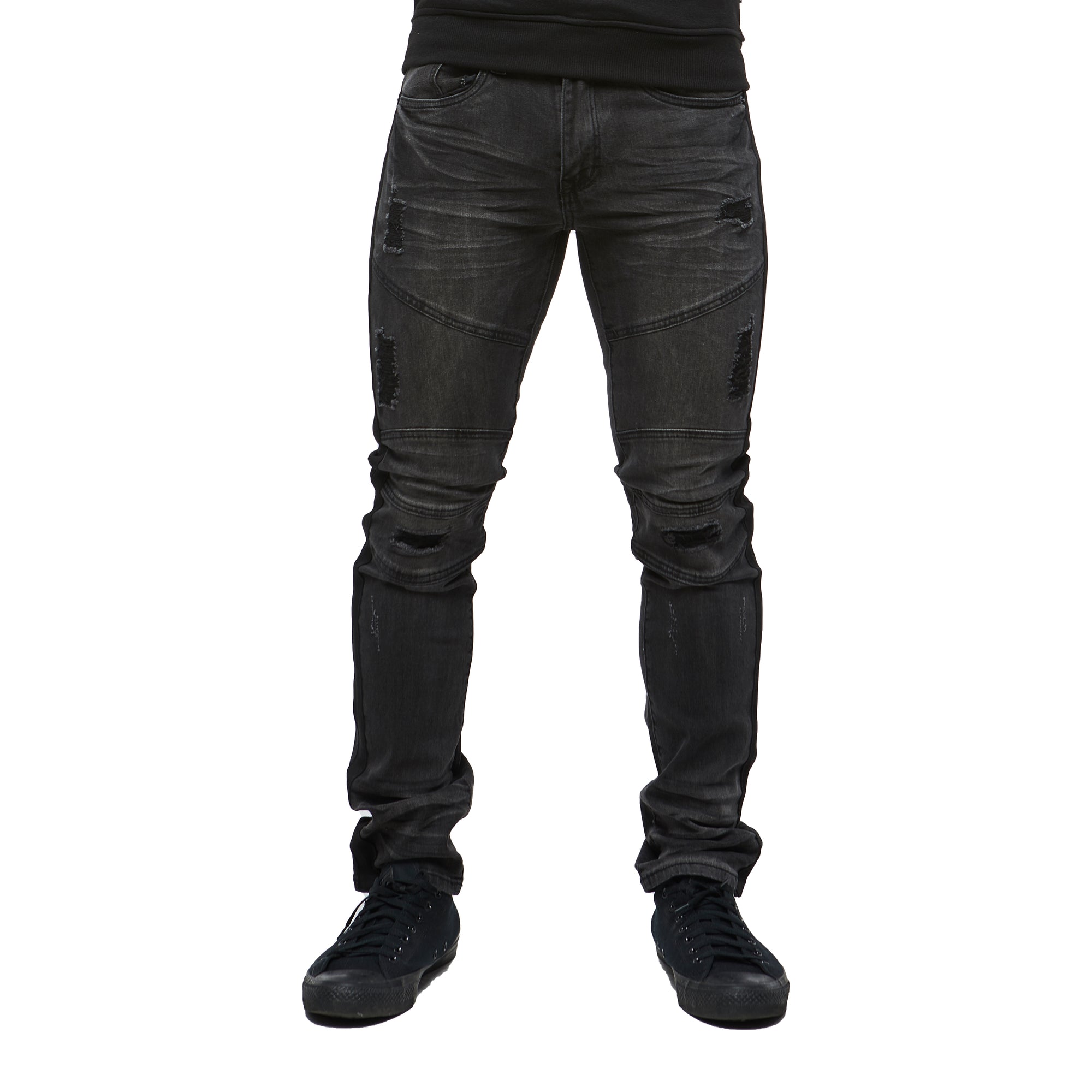 Premium Striped Jeans (Black/Purple)