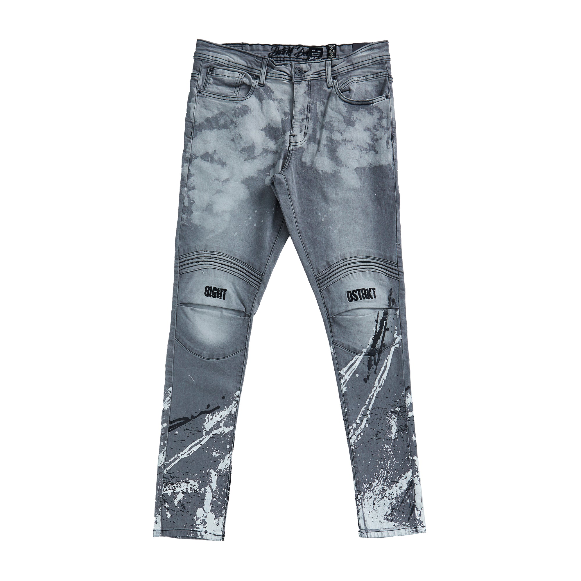 Premium Paint & Embroidery Moto Jeans ( Gray)