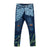 Premium Paint & Embroidery Moto Jeans (Indigo)