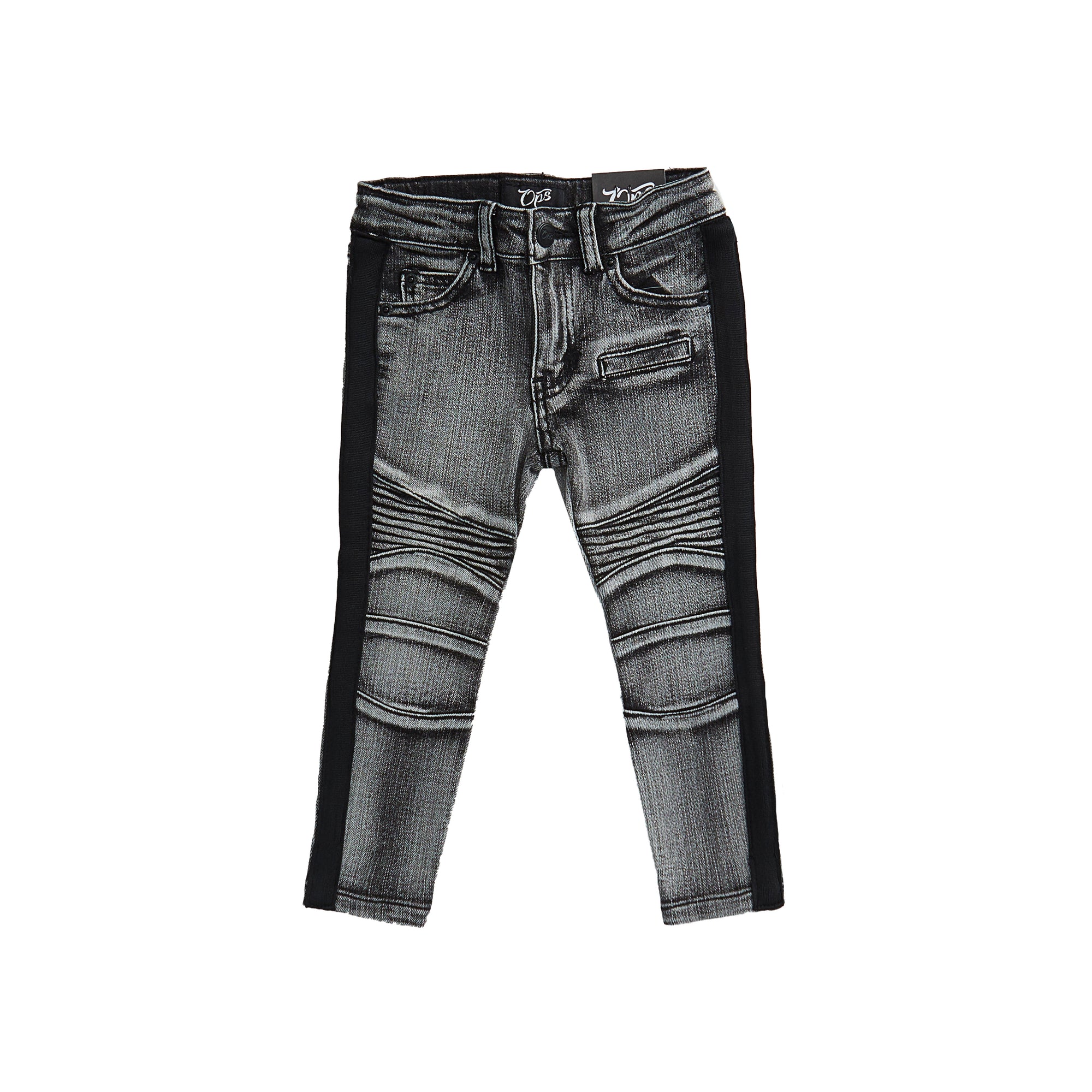 Premium Striped Moto Jean Pants (Washed Black/Black)