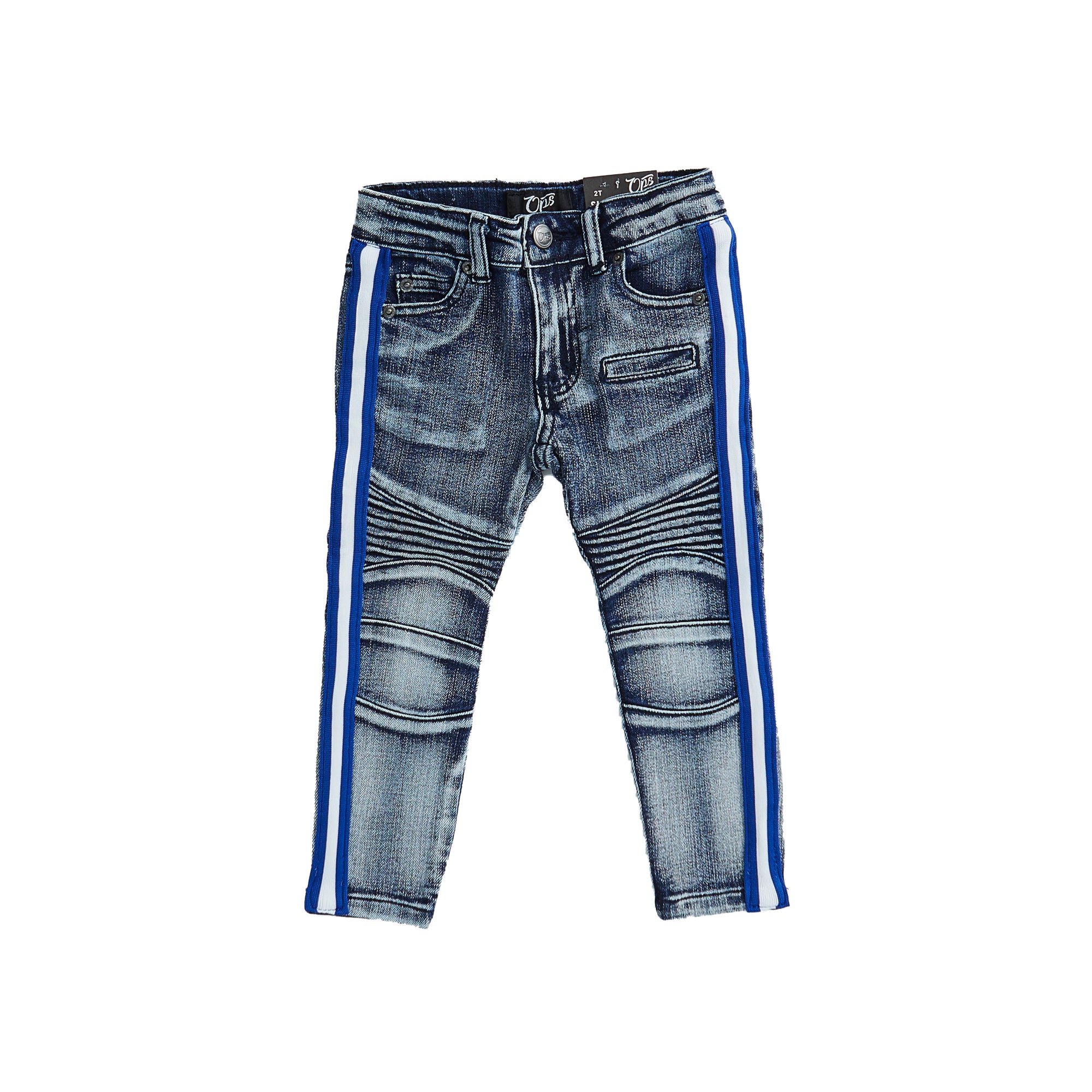 Premium Striped Moto Jean Pants (Md Blue/Royal)