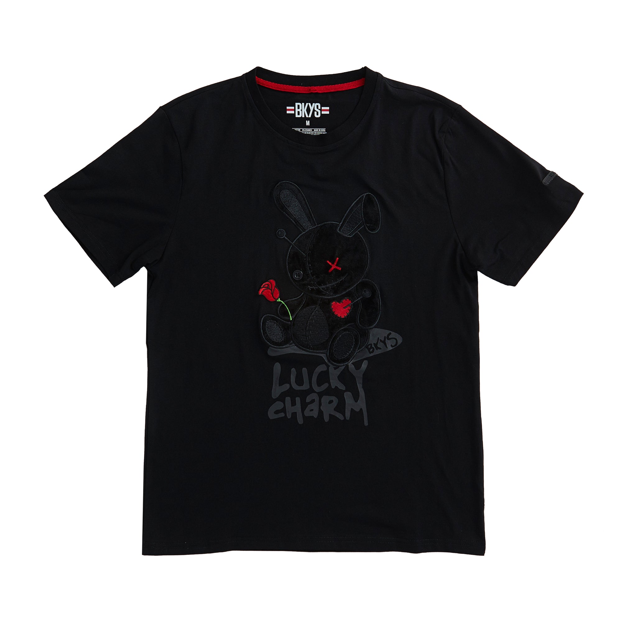 Lucky Charm Embroidered Tee (Black/Black)